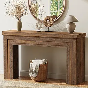 Huuger 54 Inch Entryway Table, Retangular Console Table with Storage, Farmhouse Sofa Table Behind The Couch, Long for Entrance, Hallway, Foyer, Living Room, Rustic Brow